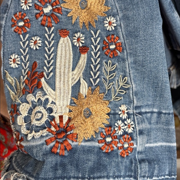Embroidered 🌵 Floral Western Flare Women Jeans - Blue Denim - Picture 9 of 9